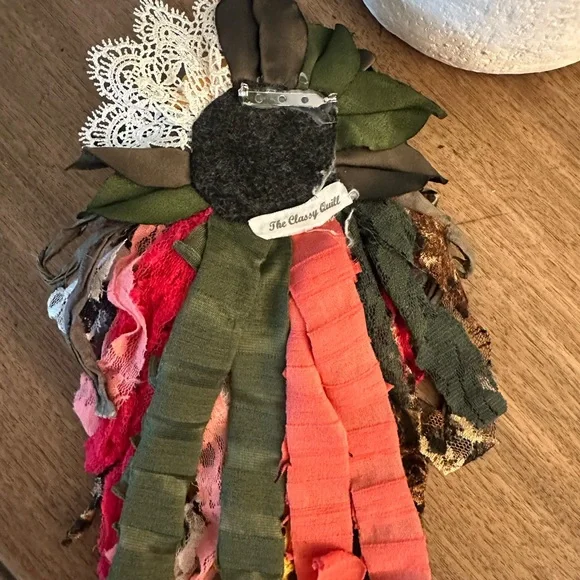 Colorful Fabric Flower Brooch - Picture 2 of 2